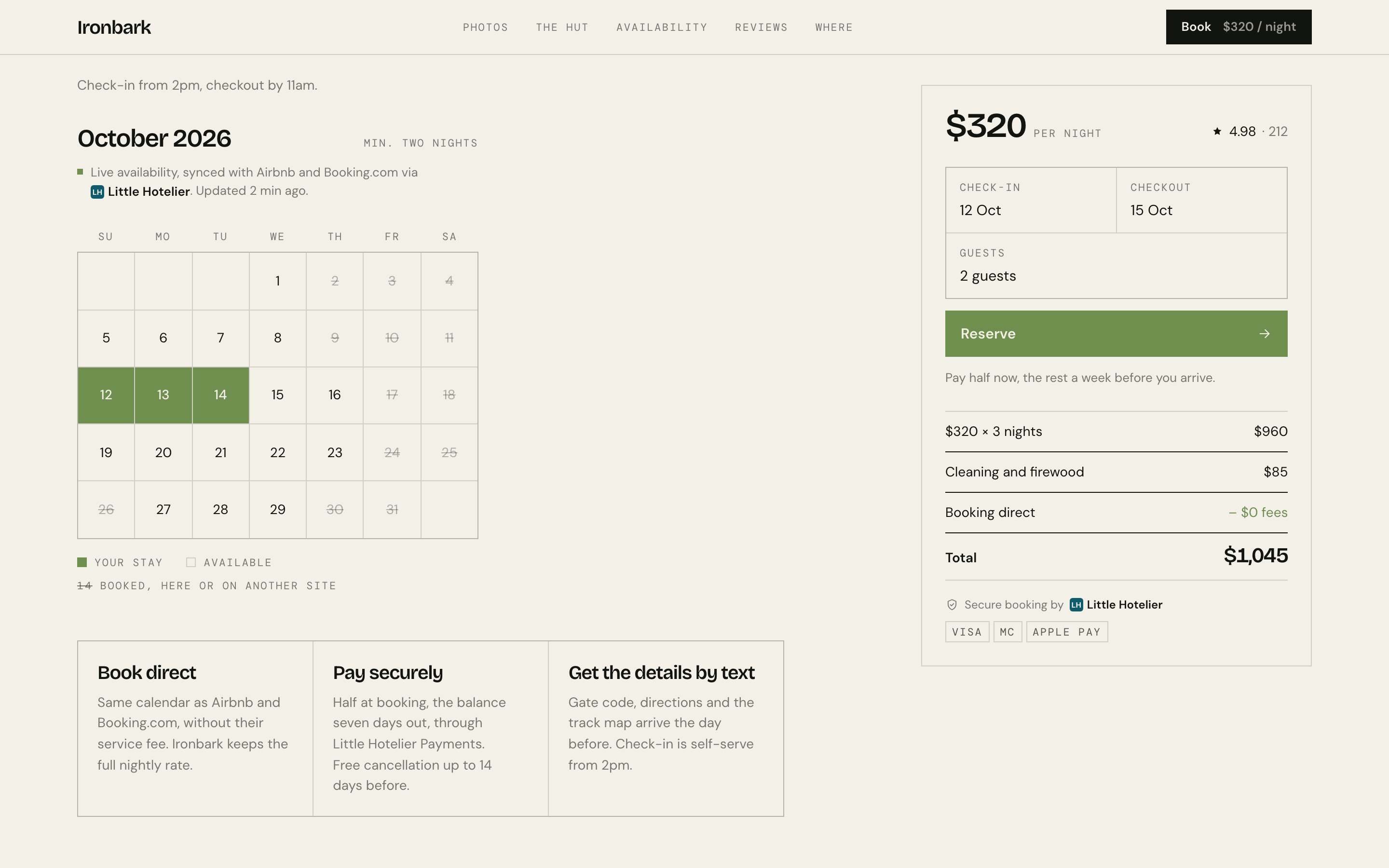 Availability and booking