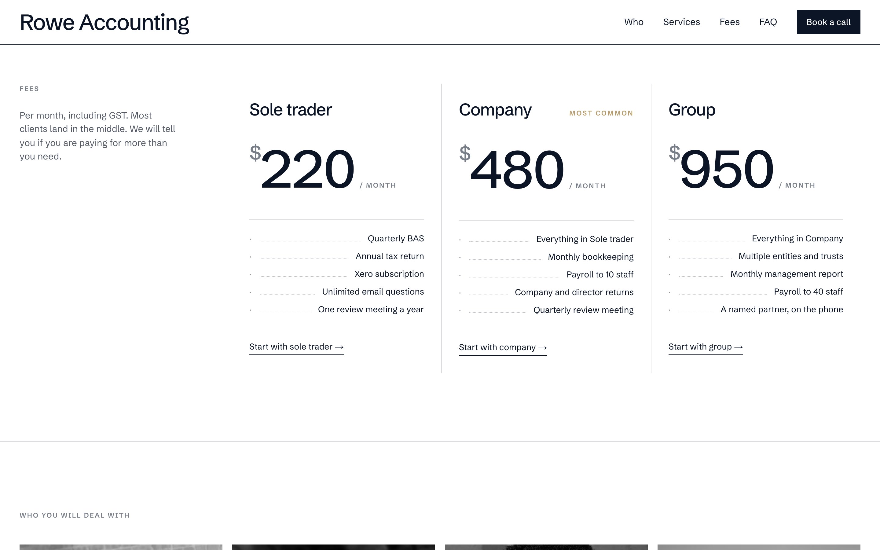 Fees on the page