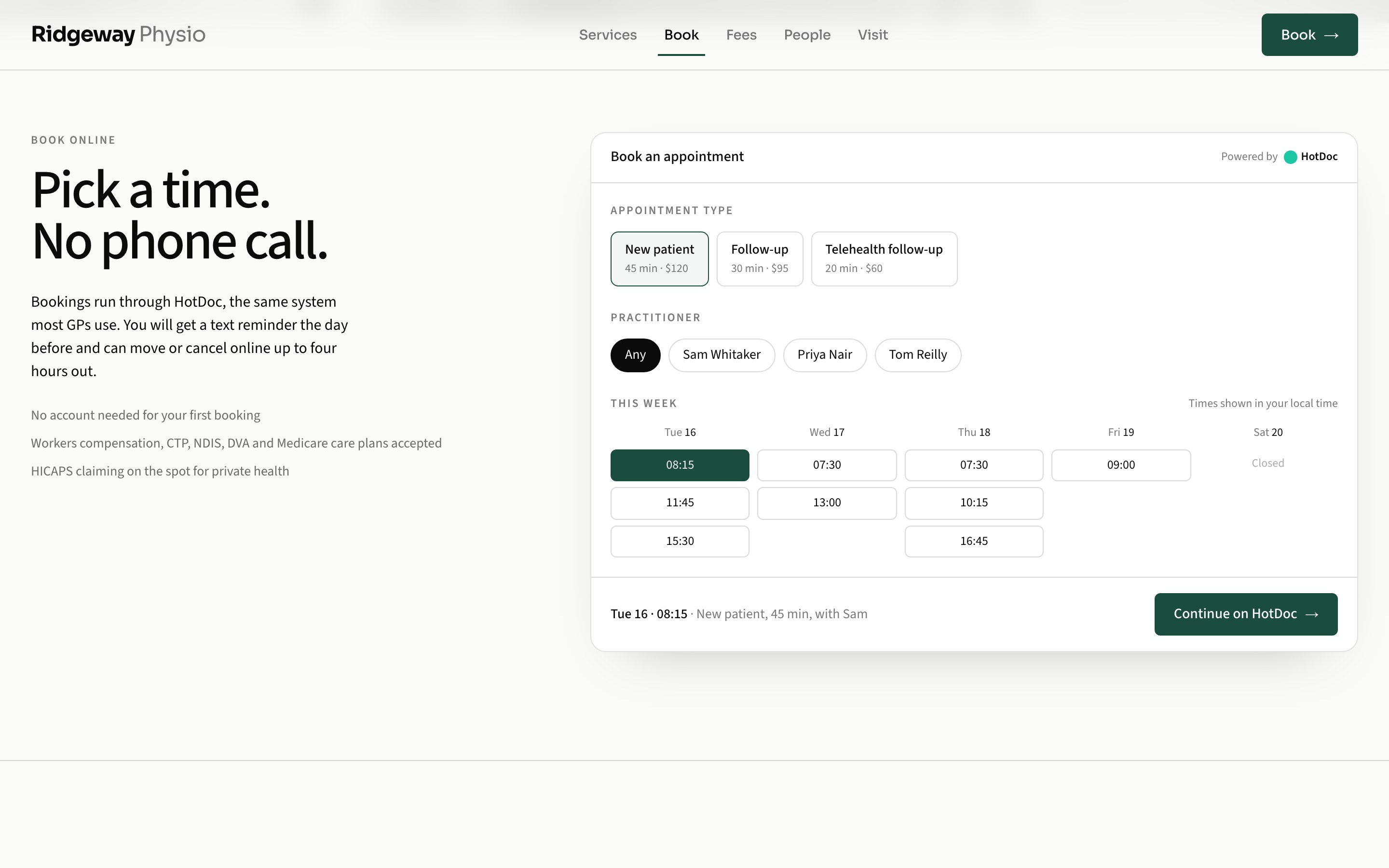 HotDoc booking